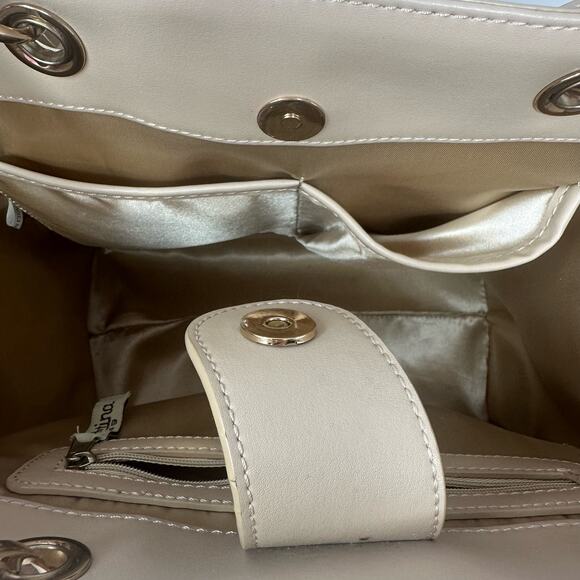 Spartina 449 Designer Hand Bag Tan Blue Floral Leather Purse Snap Close Tassels‎ - Picture 7 of 9